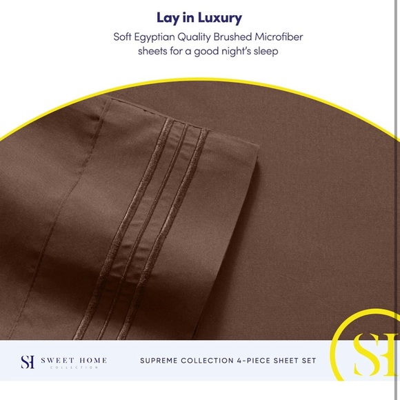 Twin Sheets - Breathable Luxury Sheets with Full Elastic Sheet Set, Twin, Brown - Picture 6 of 6